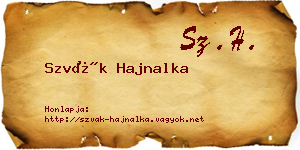 Szvák Hajnalka névjegykártya
